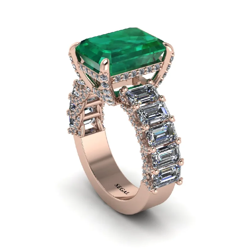 stackable engagement rings for ladies-Luxury Emerald Cut Emerald Engagement Ring - Nadia No. 5