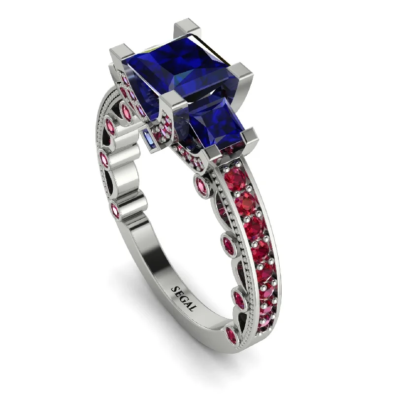 modern ladies engagement rings-Modern Geometric Sapphire Gold Engagement Ring - Beverly No. 60