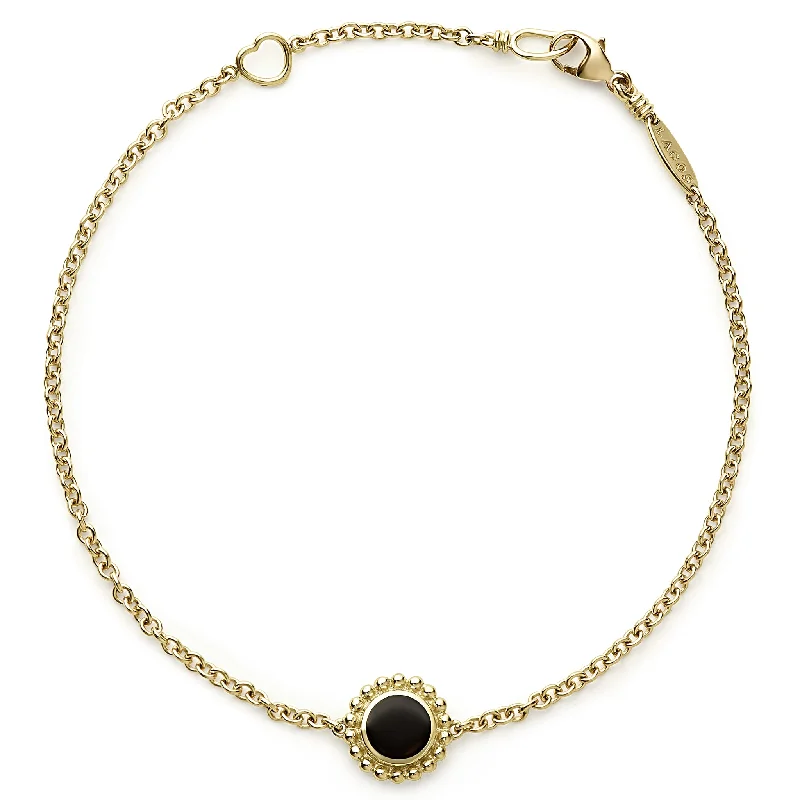 ladies bold bangles-Covet Single Station Round Onyx Bracelet