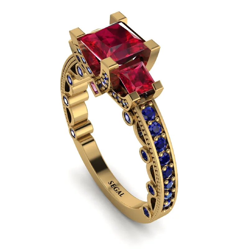 emerald cut ladies engagement rings-Modern Geometric Ruby Gold Engagement Ring - Beverly No. 70