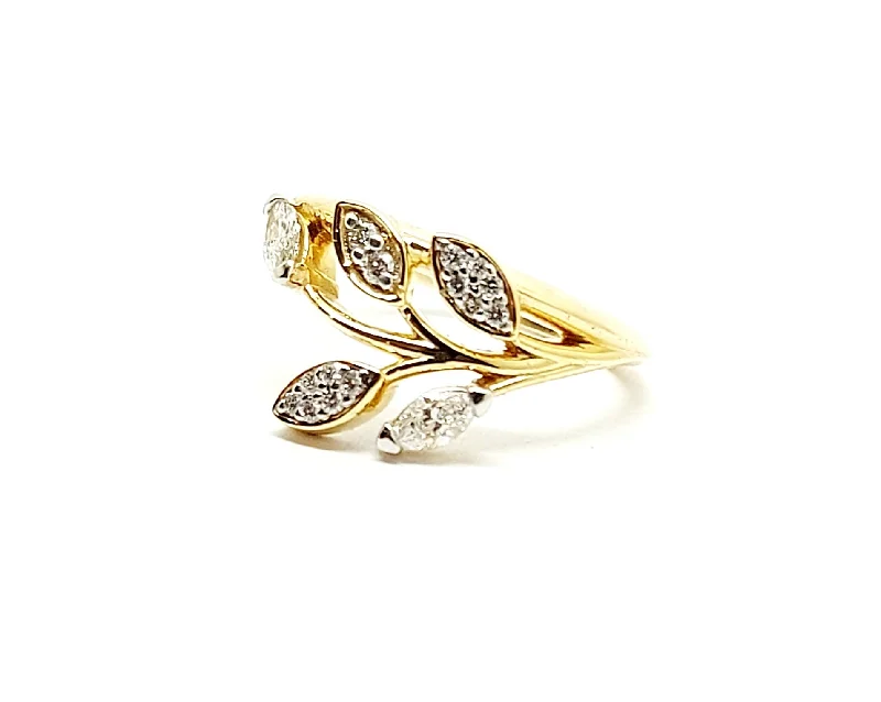 ladies rose gold rings-Marquise & Round Diamond  Ring