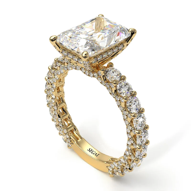 custom-designed ladies engagement rings-4Ct Radiant Cut Diamond Engagement Ring - Serenity No. 1