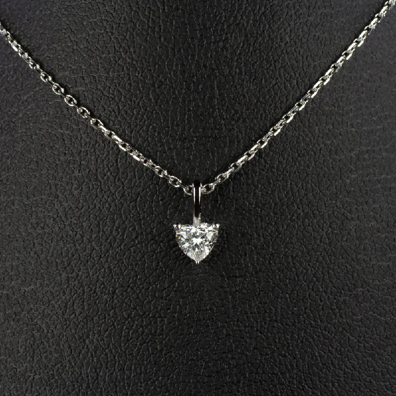 ladies bridal necklaces-HEART SHAPE CUT NATURAL DIAMOND NECKLACE MINIMALIST CHARM PENDANT 14k WHITE GOLD