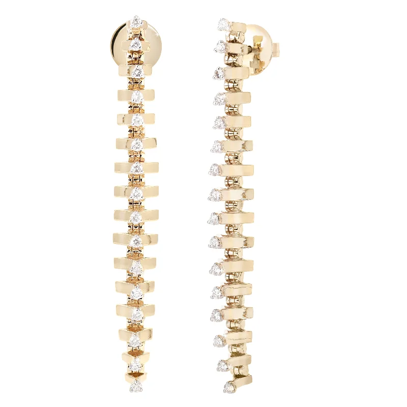 ladies glamorous earrings-Tricone Line Drop Earrings