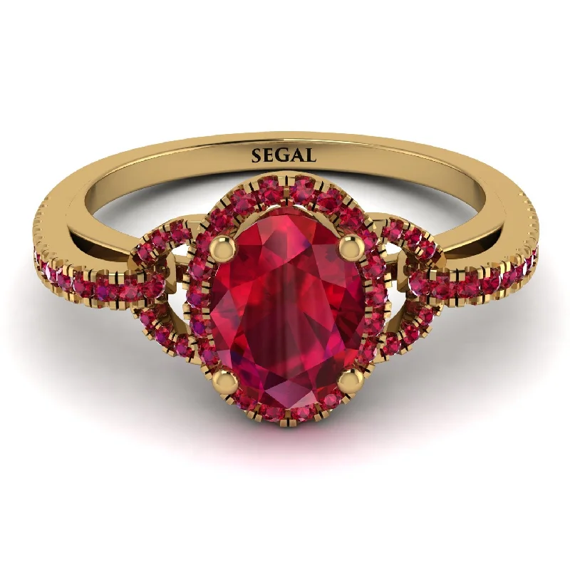 diamond engagement rings for ladies with bands-Timeless Beauty Oval Ruby Engagement Ring - Judy No. 55