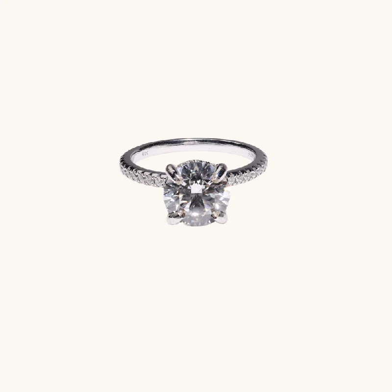 affordable engagement rings for ladies-2.71 Round Lab Diamond Engagement Ring with Hidden halo