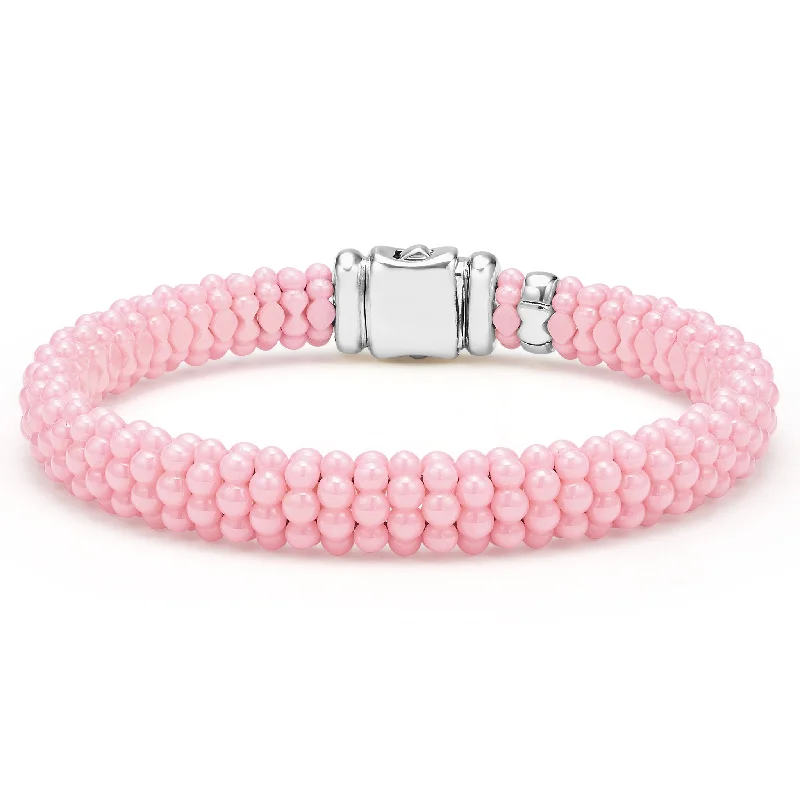 ladies cuff bracelet sets-Pink Caviar Ceramic Beaded Bracelet | 9mm