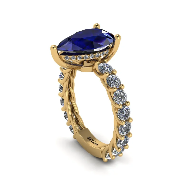 contemporary ladies engagement rings-14K Gold Pear-Shaped Sapphire Engagement Ring - Raquel No. 13