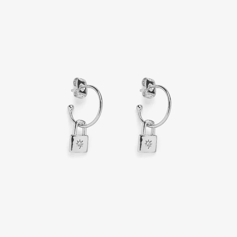 ladies ear cuff earrings-Lock Hoop Earrings