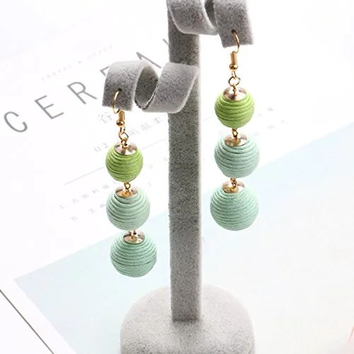 ladies personalized earrings-Sexy Sparkles Bon Bon Thread Ball Dangle Earrings Lantern Ball Fashion Earrings