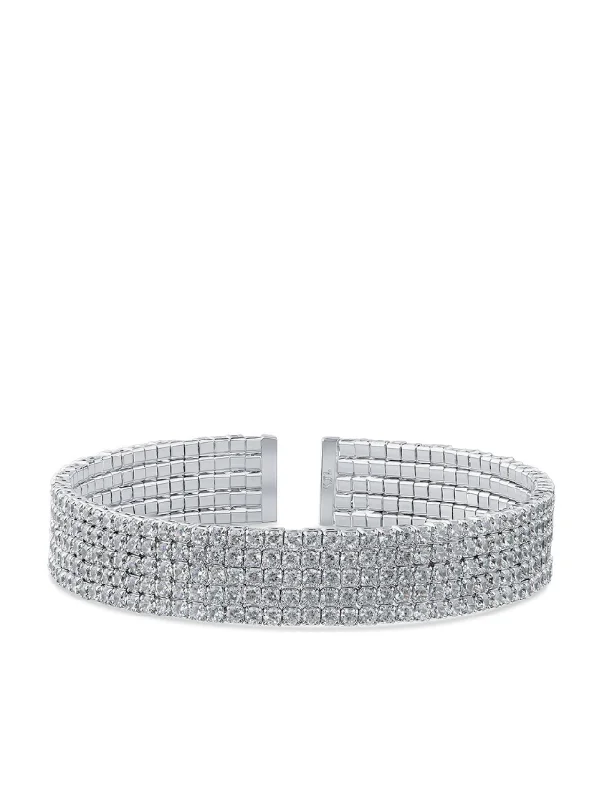 ladies gemstone bracelets-Pave CZ Multi Row Bracelet