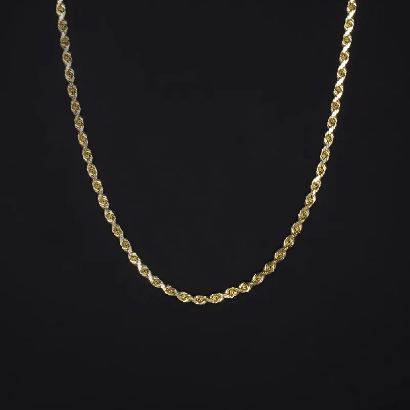 ladies cross necklaces-SOLID 14K YELLOW GOLD ROPE CHAIN 24in 1.7mm CLASSIC TWIST MENS LADIES NECKLACE