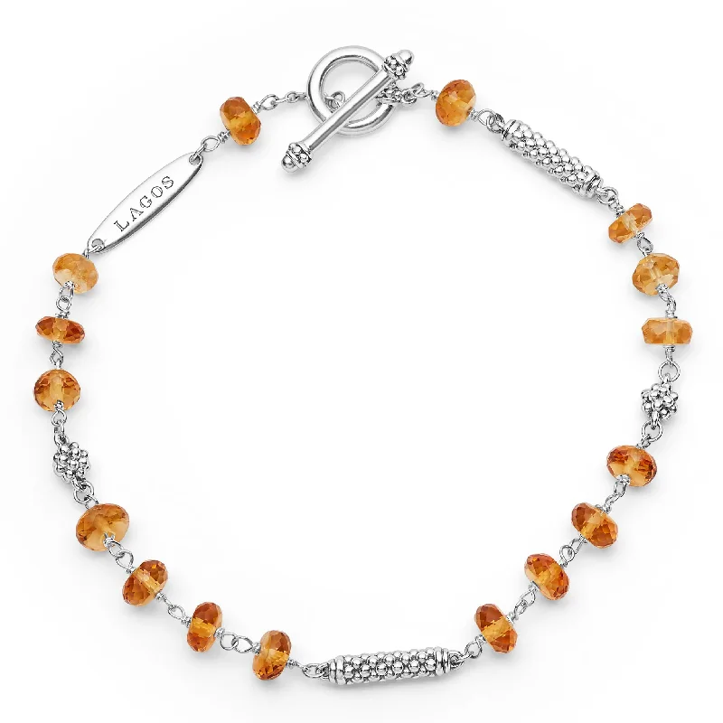 ladies custom bangles-Caviar Icon Citrine Beaded Bracelet