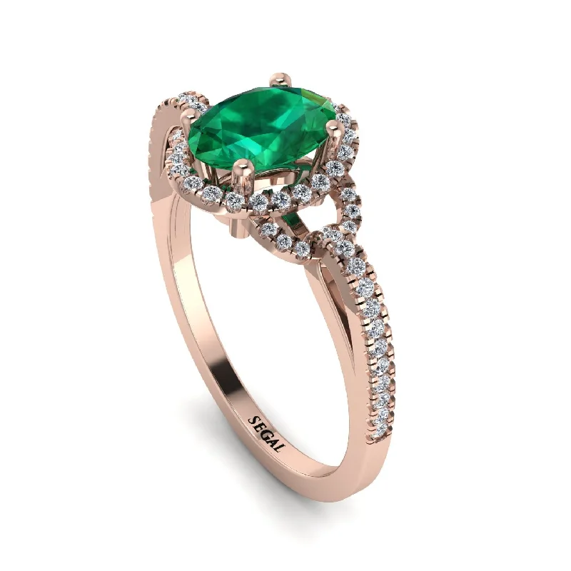 stackable engagement rings for ladies-Timeless Beauty Oval Emerald Engagement Ring - Judy No. 5