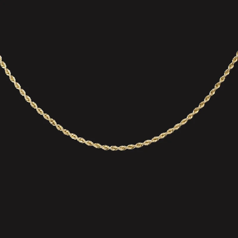 ladies charm necklaces-14k YELLOW GOLD ROPE CHAIN 18 INCH 1.3mm NECKLACE CLASSIC TWIST MENS LADIES