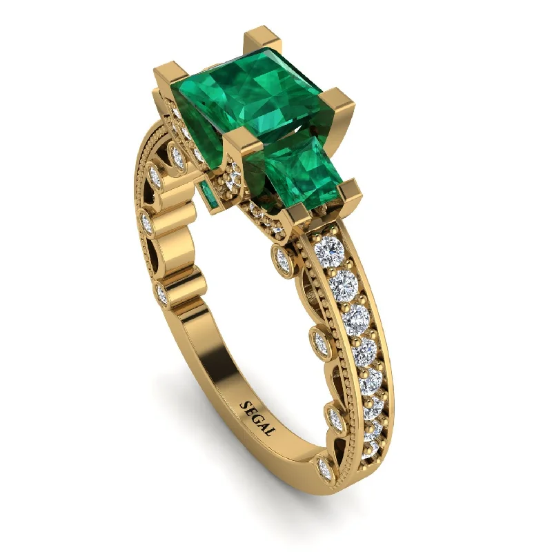 yellow gold ladies engagement rings-Modern Geometric Emerald Gold Engagement Ring - Beverly No. 4