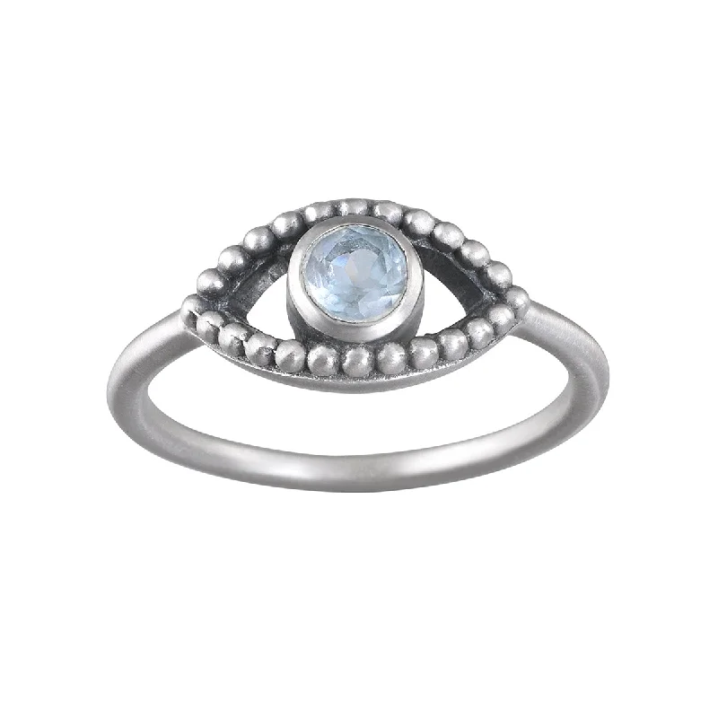 ladies gemstone engagement rings-Keeper of Positivity Eye Silver Ring