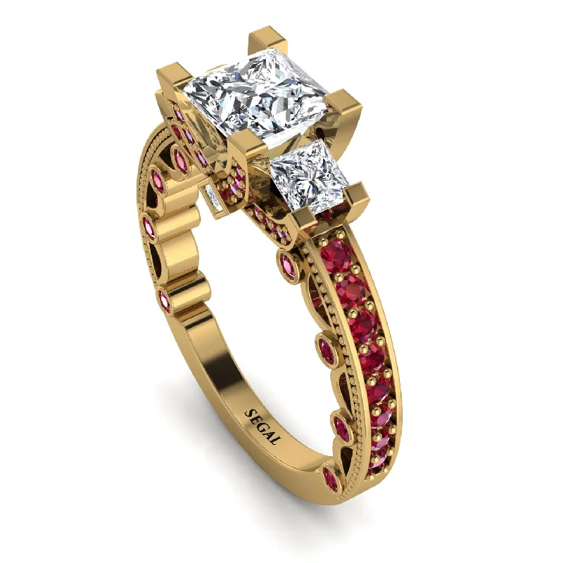 luxurious ladies engagement rings with diamonds-Modern Geometric Diamond Gold Engagement Ring - Beverly No. 46