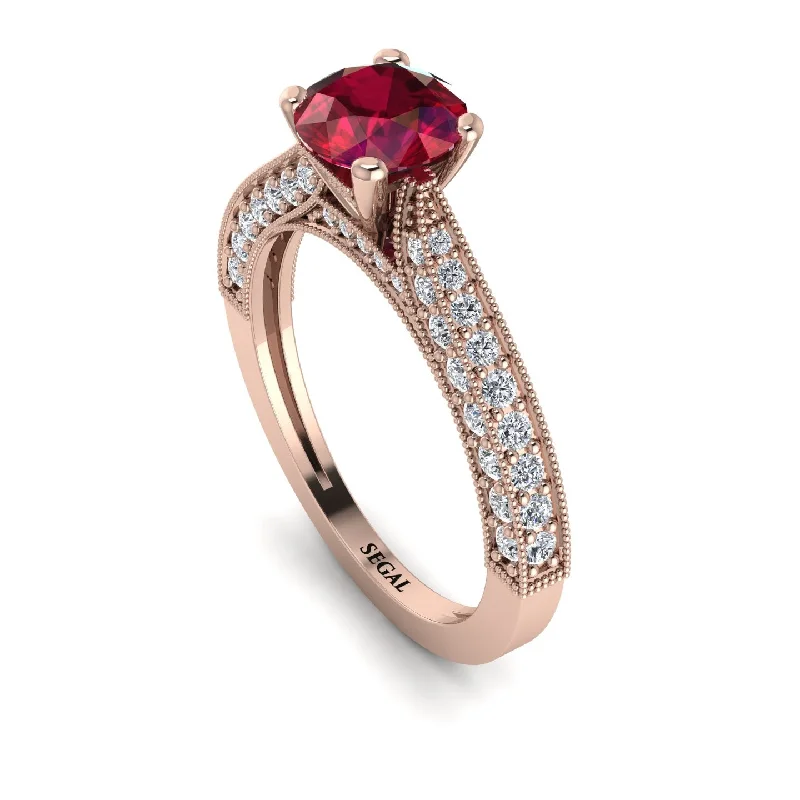 antique-style engagement rings for ladies-Classic Vintage Ruby Engagement Ring - Kathryn No. 11