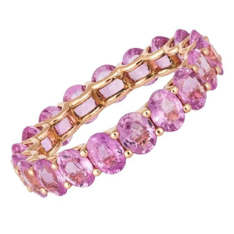 ladies birthstone rings-Pink Sapphire Eternity Ring