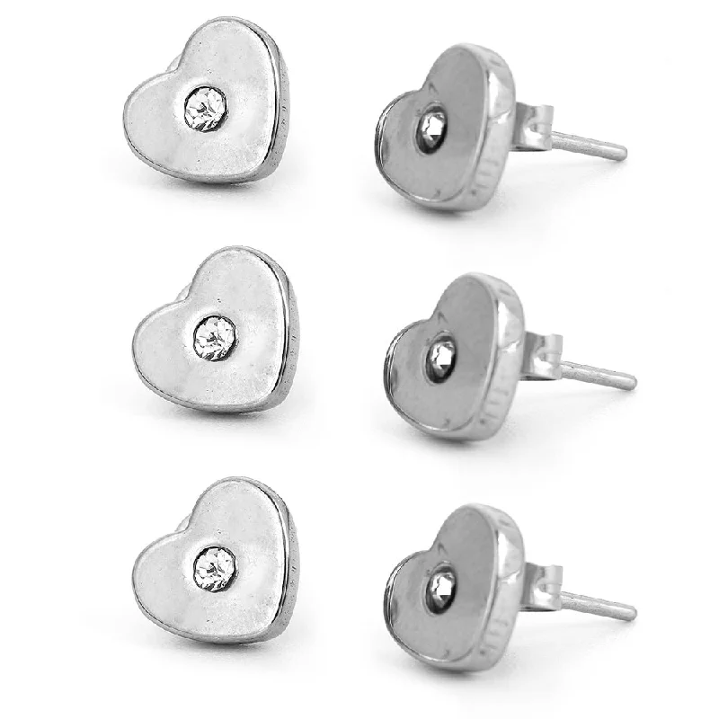 ladies flower earrings-3 Pairs Stainless Steel Heart Stud Earrings for Women and Girls  Manufacturer:  Stud Earrings