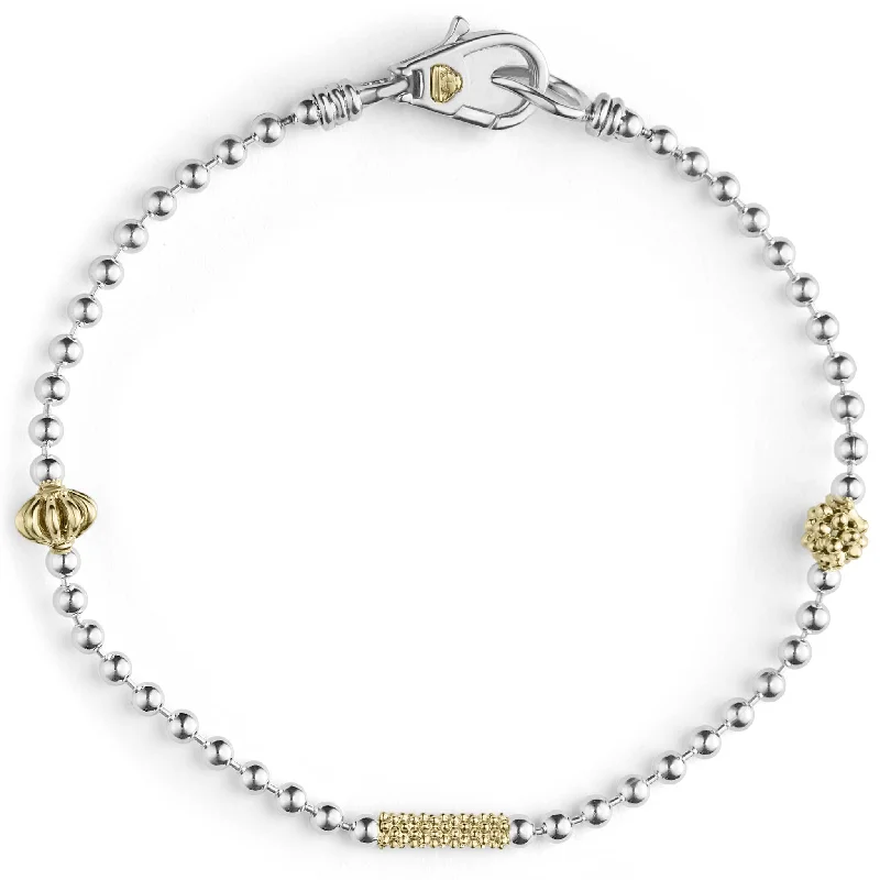 ladies minimalist bracelets-Caviar Icon Two-Tone Caviar Beaded Bracelet