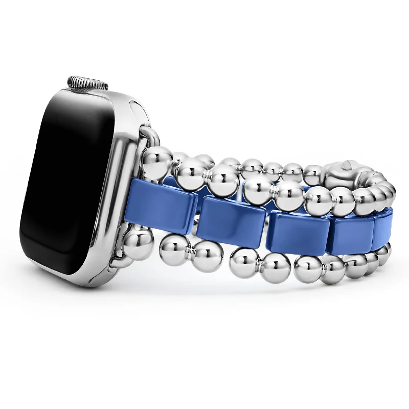 ladies designer bracelets-Smart Caviar Ultramarine Ceramic and Stainless Steel Watch Bracelet-38-45mm