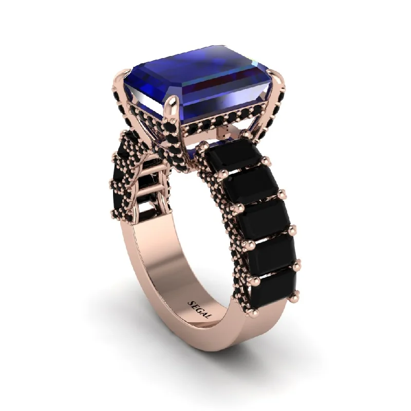 custom ladies engagement rings-Luxury Emerald Cut Sapphire Engagement Ring - Nadia No. 44