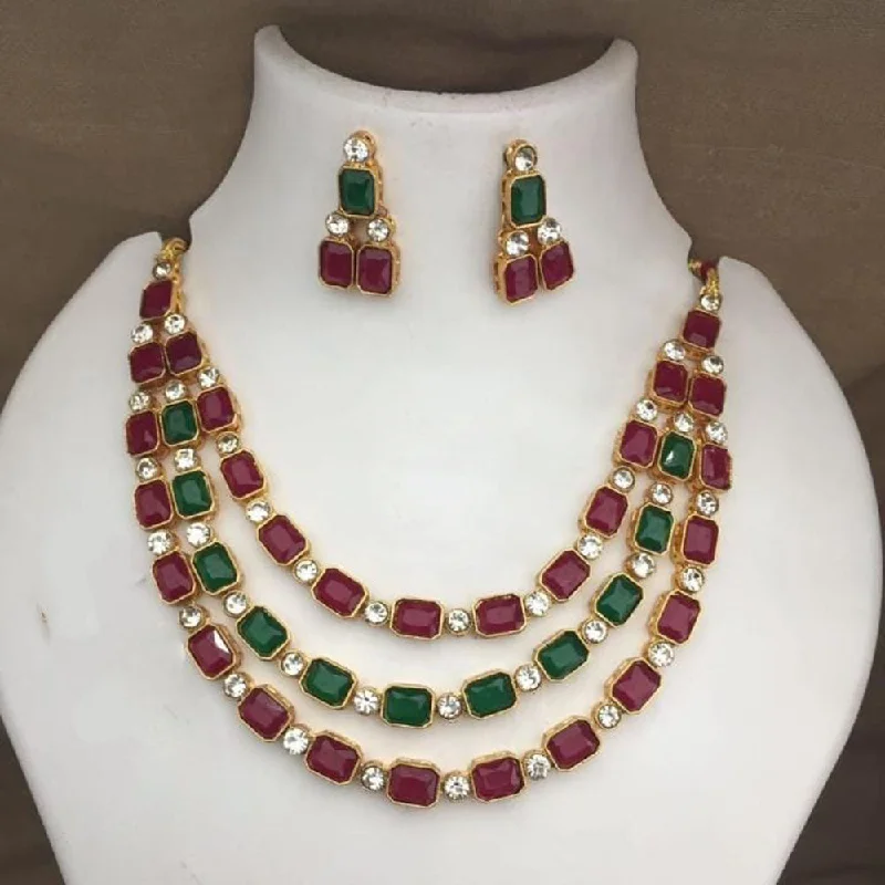 ladies gemstone choker necklaces-Palak Art Gold Plated Crystal Stone Necklace Set