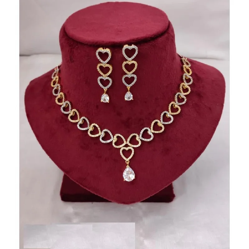 ladies vintage gold necklaces-Akruti Collection Gold Plated Plated AD Necklace Set