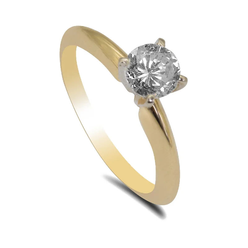 ladies boho rings-0.5CT Solitaire Diamond Ring Set in 18K Yellow Gold