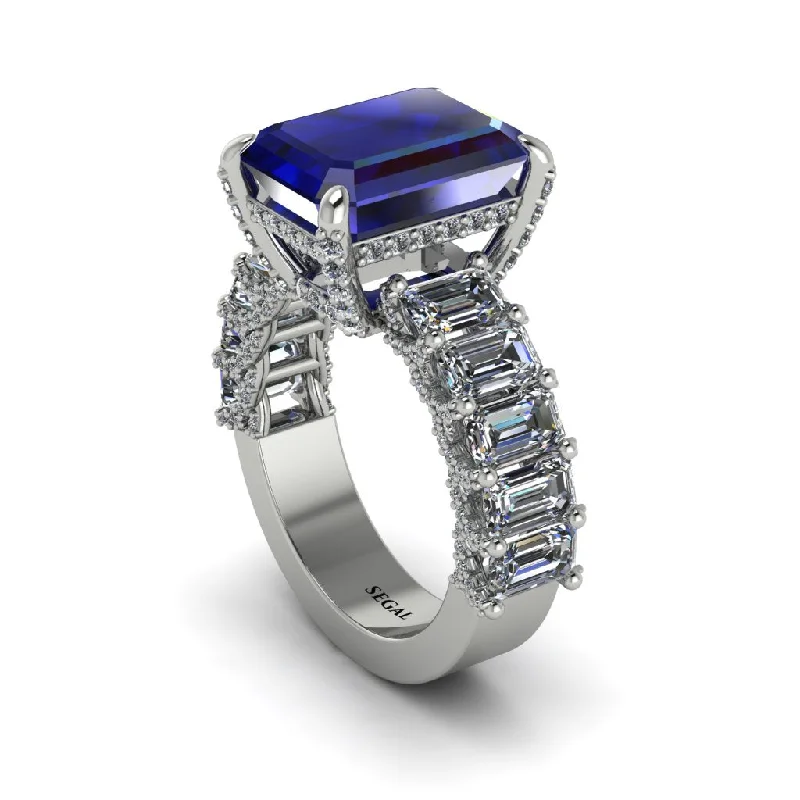 affordable diamond ladies engagement rings-Luxury Emerald Cut Sapphire Engagement Ring - Nadia No. 15