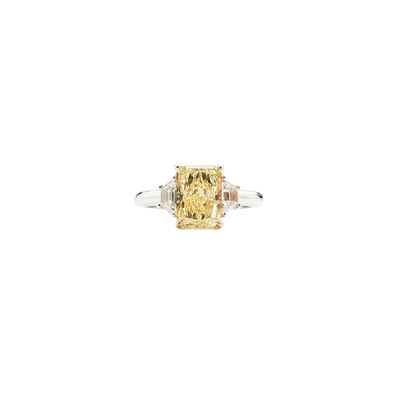 ladies silver engagement rings-18 Karat White Gold Ring With Fancy Yellow Diamond