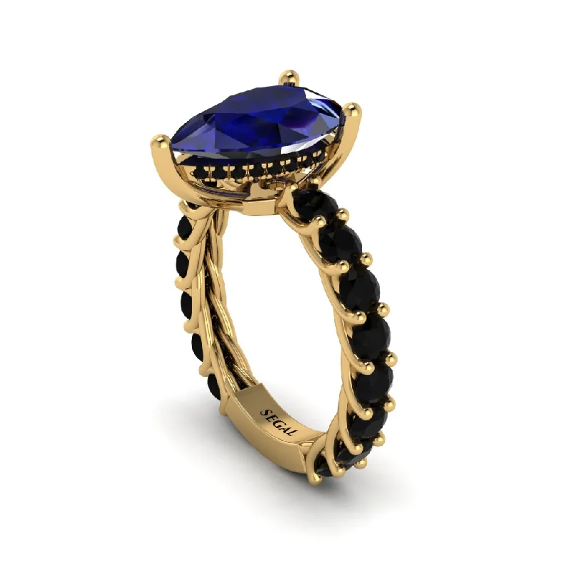 ladies engagement rings with white sapphires-14K Gold Pear-Shaped Sapphire Engagement Ring - Raquel No. 43