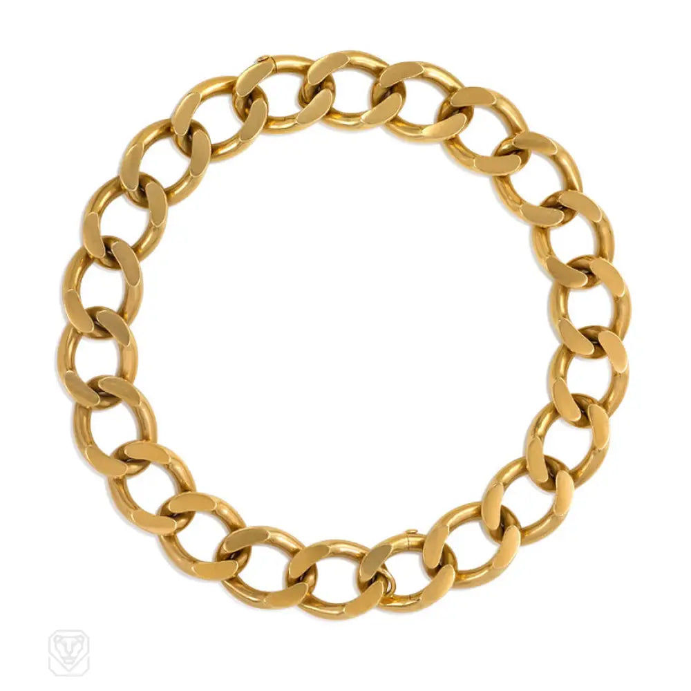 ladies antique bangles-Retro gold curblink necklace convertible to a pair of bracelets, Cartier