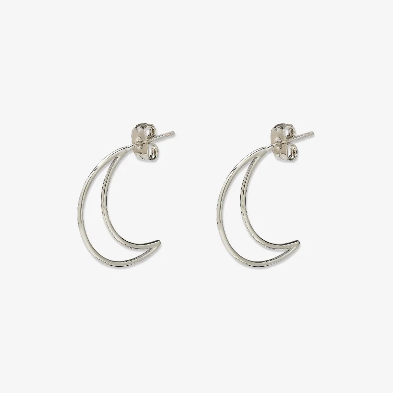 ladies personalized earrings-Crescent Hoop Earrings