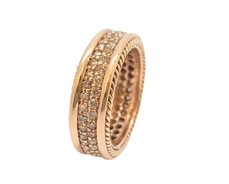 ladies emerald rings-TWO ROW PAVÉ BAND IN 14K ROSE GOLD