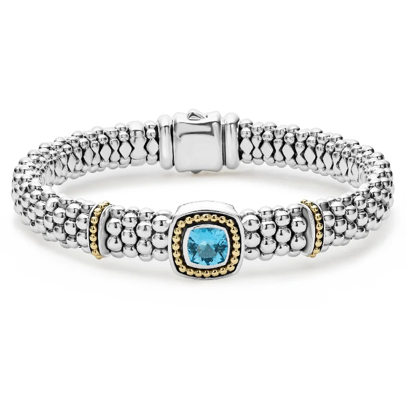 ladies stackable gold bracelets-Rittenhouse Swiss Blue Topaz Caviar Bracelet | 9mm