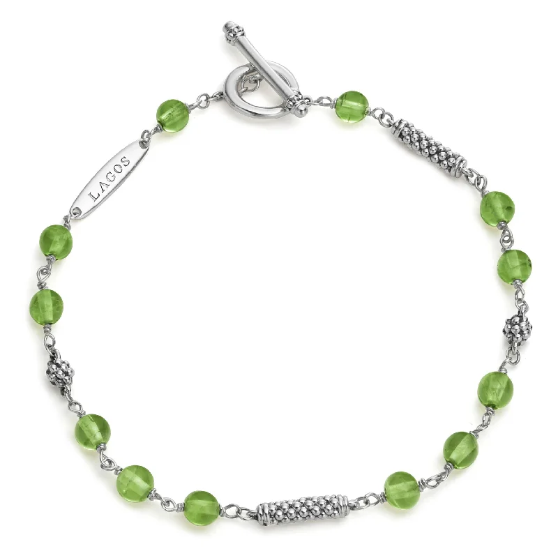 ladies pearl bracelet sets-Caviar Icon Peridot Beaded Bracelet