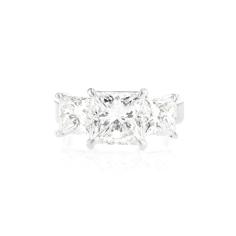 ladies gemstone rings-Princess Cut Diamond Three Stone Platinum Ring