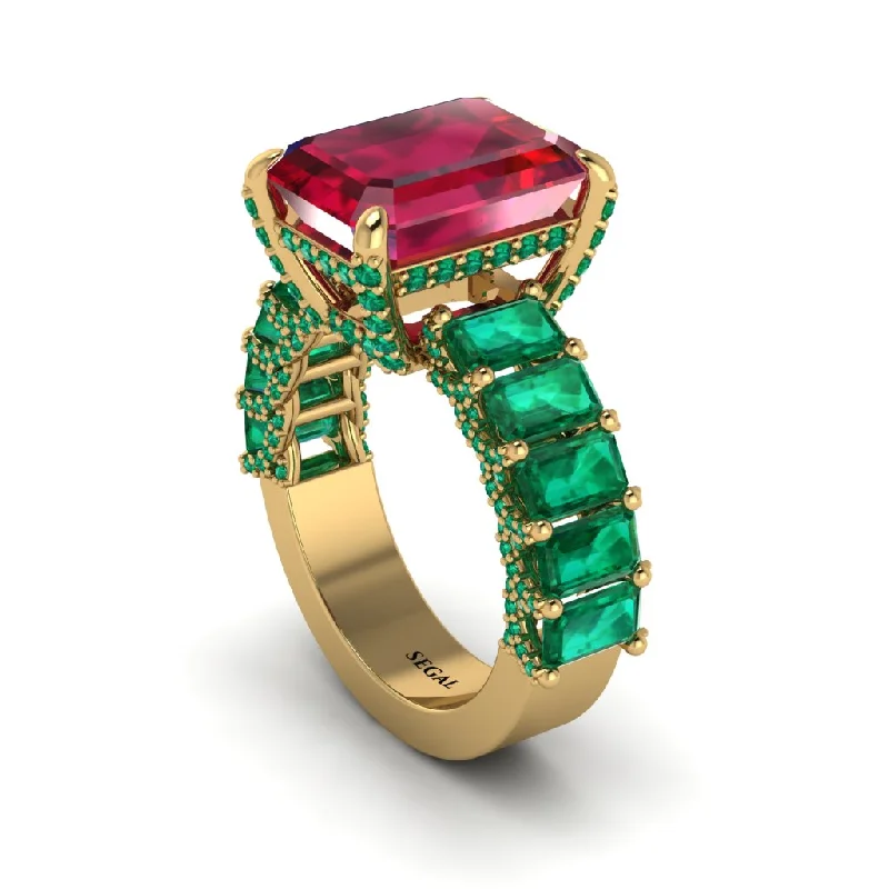 three-stone ladies engagement rings-Luxury Emerald Cut Ruby Engagement Ring - Nadia No. 25