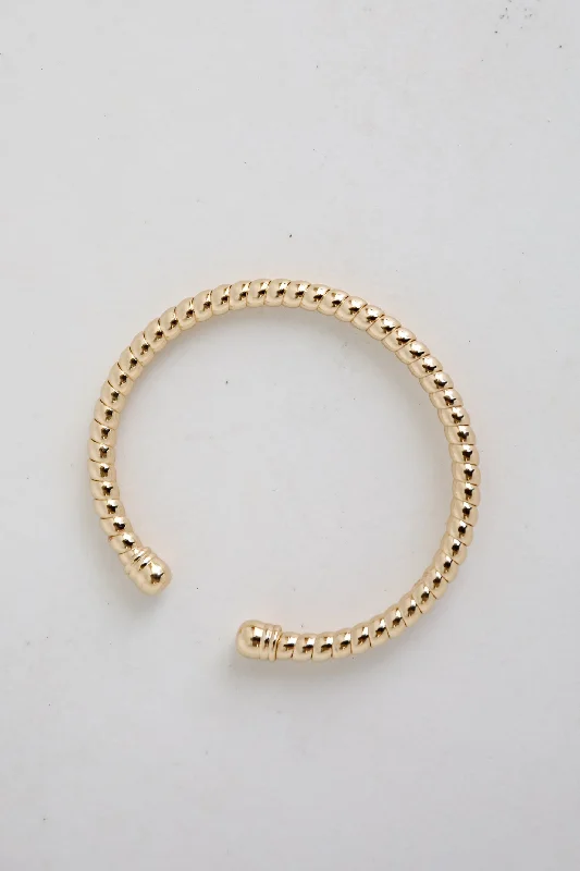 ladies charm bracelets-Heidi Gold Twisted Cuff Bracelet