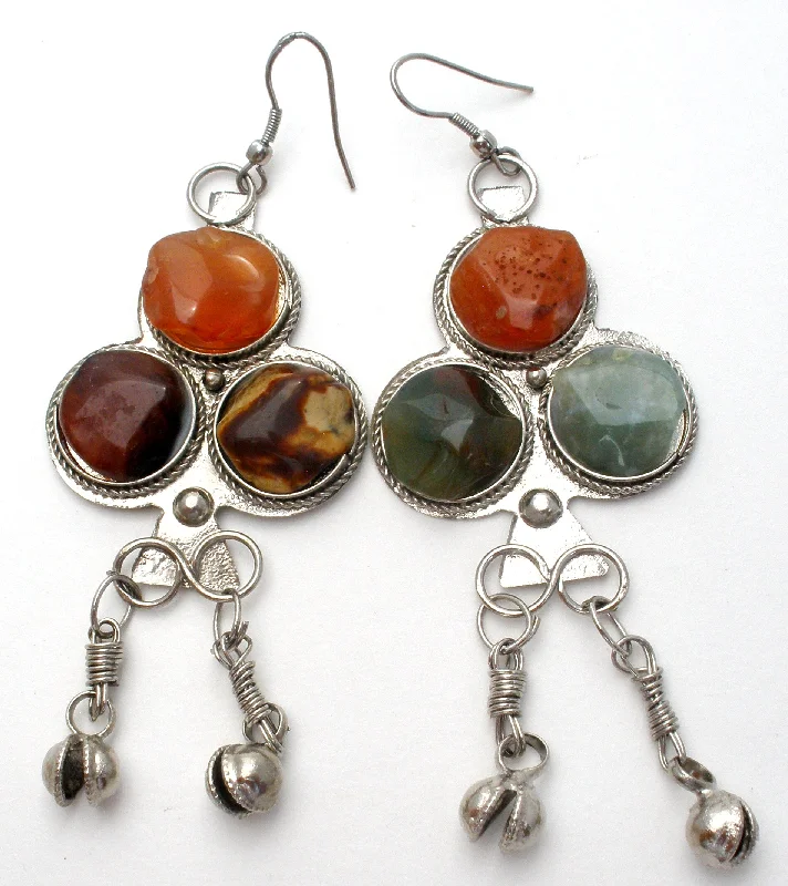 ladies sparkling earrings-Carnelian Jasper & Aventurine Earrings