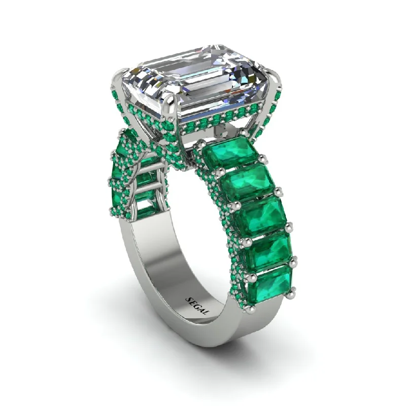 emerald ladies engagement rings-Luxury Emerald Cut Diamond Engagement Ring - Nadia No. 18