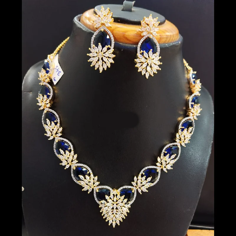 ladies trendy necklaces-Jain Jewellers Gold Plated AD Necklace Set