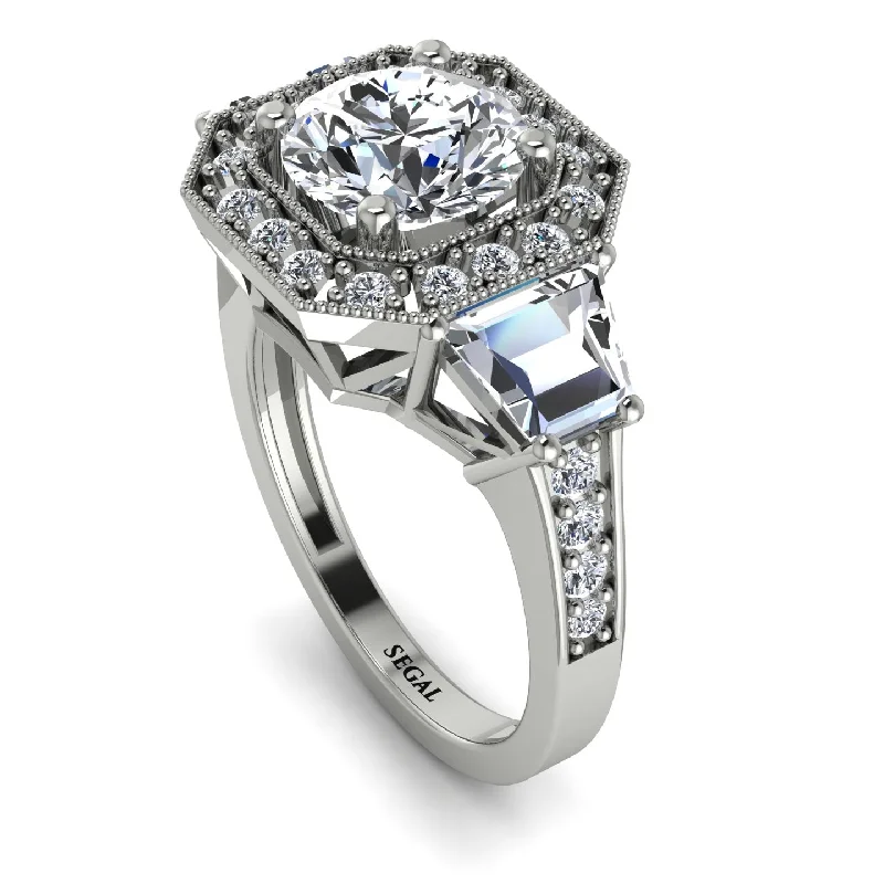 affordable ladies engagement rings-Modern Halo Princess Cut Diamond Stone Engagement Ring - Doris No. 3