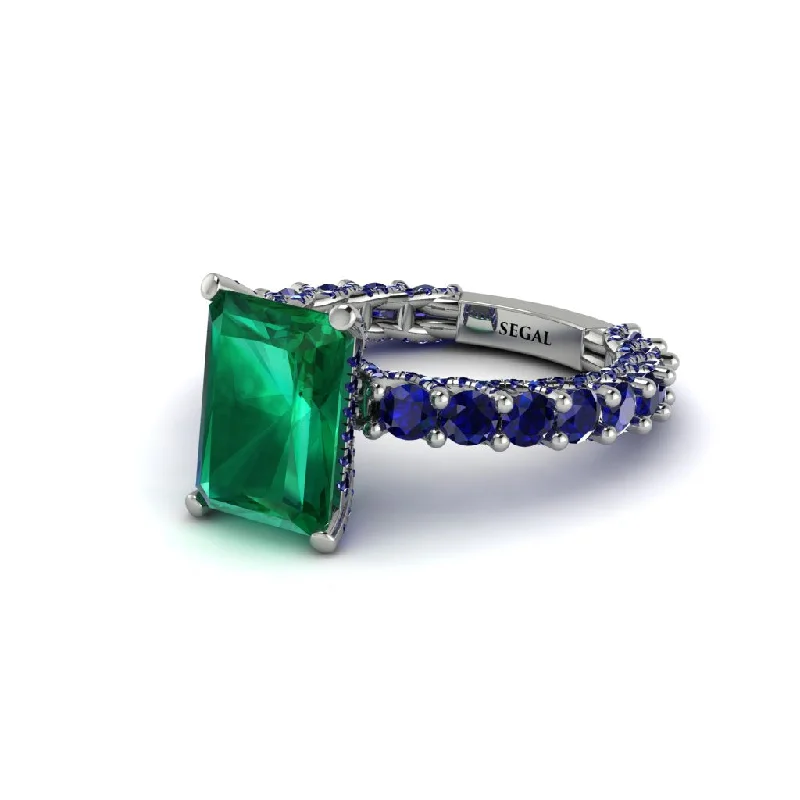 diamond ladies engagement rings-4Ct Radiant Cut Emerald Engagement Ring - Serenity No. 66