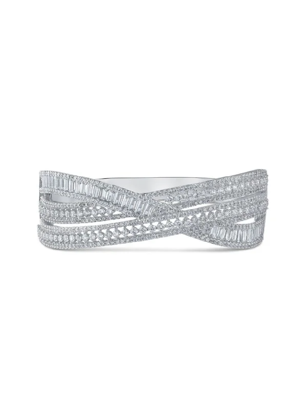 ladies elegant bangles-Multi CZ Overlay Cuff Bracelet