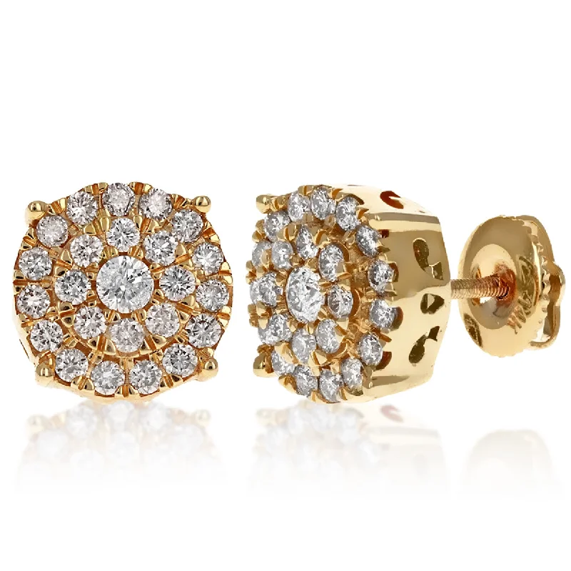 ladies cubic zirconia earrings-Diamond Cluster Stud Earrings | 14K Gold