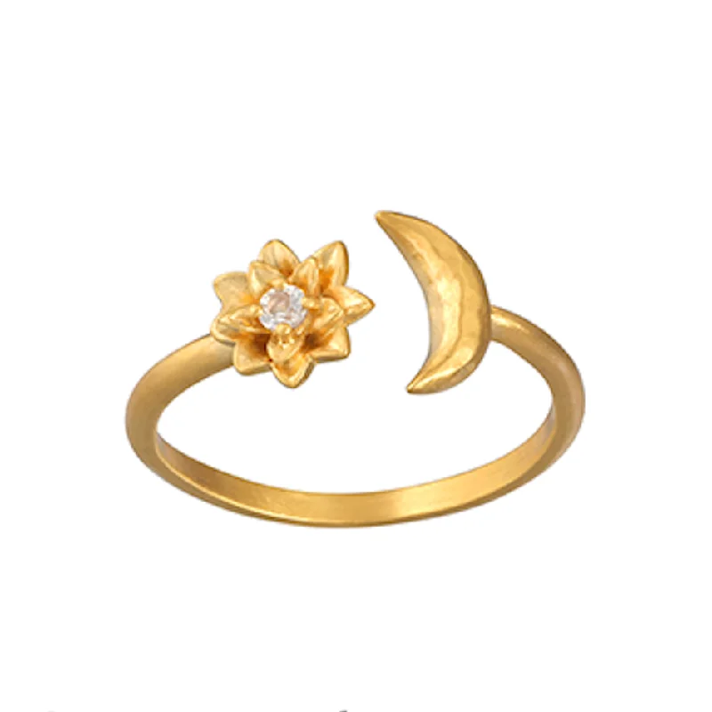 ladies adjustable rings-Spirit in Transformation Lotus Moon Ring